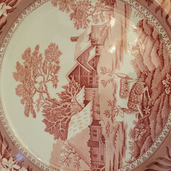 Wedgwood "Fallow Deer" Red Transferware Platter - Picture 2 of 5